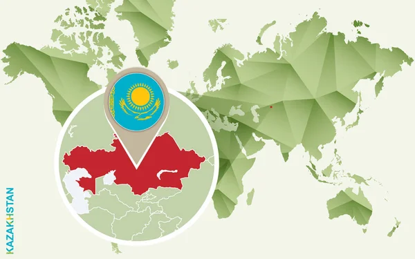 Infographic voor Kazachstan, gedetailleerde kaart van Kazachstan met vlag — Stockvector