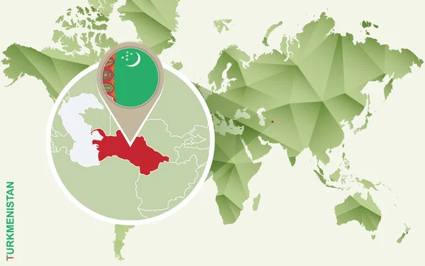 Инфографика для Туркменистана, подробная карта Туркменистана с флагом . — стоковый вектор