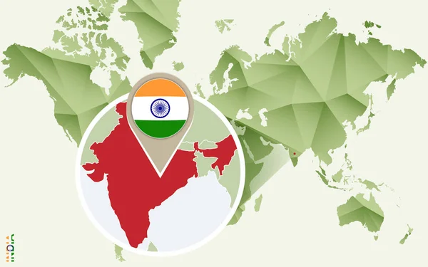 Инфографика для Индии, подробная карта Индии с флагом . — стоковый вектор