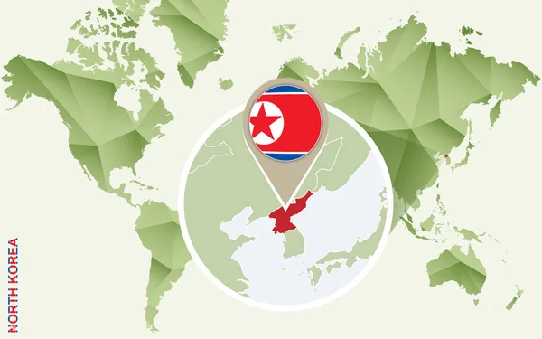 Infographic, Észak-Korea, a részletes Térkép, Észak-Korea, zászló. — Stock Vector