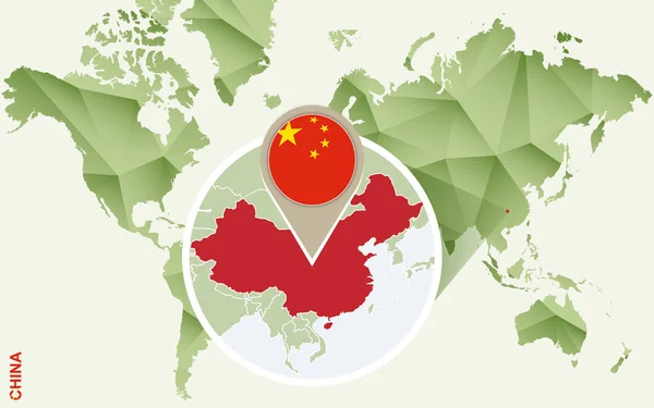 Infografik für China, detaillierte Karte von China mit Flagge. — Stockvektor