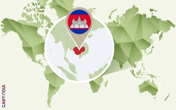 Infographic voor Cambodja, gedetailleerde kaart van Cambodja met vlag. — Stockvector