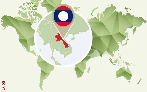 Infographic voor Laos, gedetailleerde kaart van Laos met vlag. — Stockvector
