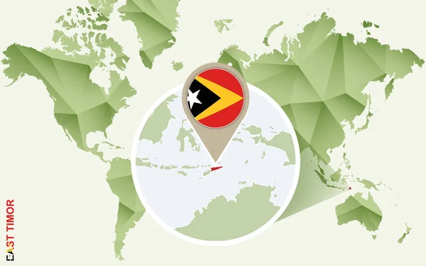 Infographic voor Oost-Timor, gedetailleerde kaart van Oost-Timor met vlag — Stockvector