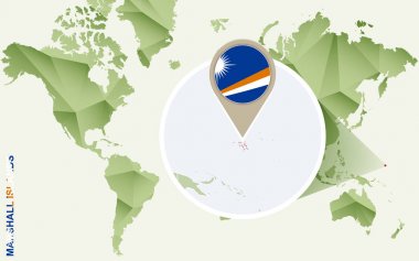 Infographic Marshall Adaları için ayrıntılı bayrak ile Marshall Adaları Haritası. 