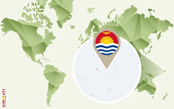 Znajdziecie tam Kiribati, Szczegółowa mapa Kiribati z flagą. — Wektor stockowy