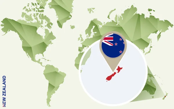 Znajdziecie tam Nowa Zelandia, szczegółowe mapy Nowej Zelandii z flagą — Wektor stockowy