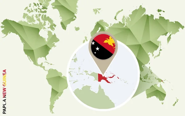 Infografik für Papua Neuguinea, detaillierte Karte von Papua Neuguinea mit Flagge. — Stockvektor