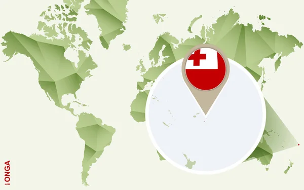 Infographic a Tonga Tonga részletes Térkép, zászló. — Stock Vector