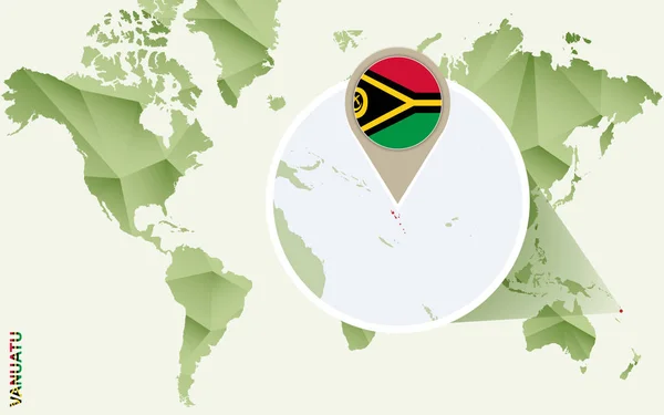 Znajdziecie tam Vanuatu, Szczegółowa mapa Vanuatu z flagą. — Wektor stockowy