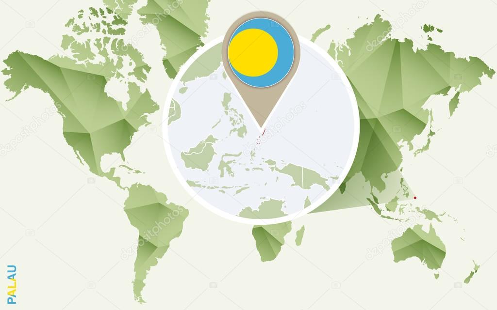 Infographic for Palau, detailed map of Palau with flag. 