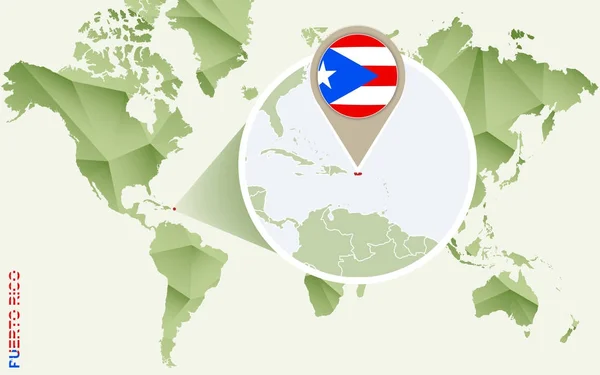 Infographic για το Πουέρτο Ρίκο, αναλυτικός Χάρτης του Πουέρτο Ρίκο με σημαία — Διανυσματικό Αρχείο