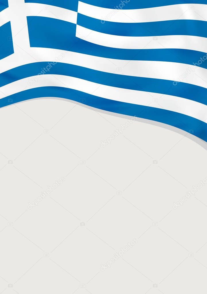 Leaflet design with flag of Greece. Vector template.