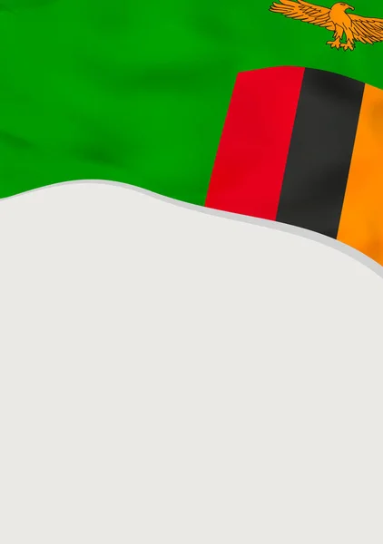 Projeto de folheto com bandeira da Zâmbia. Modelo de vetor . — Vetor de Stock