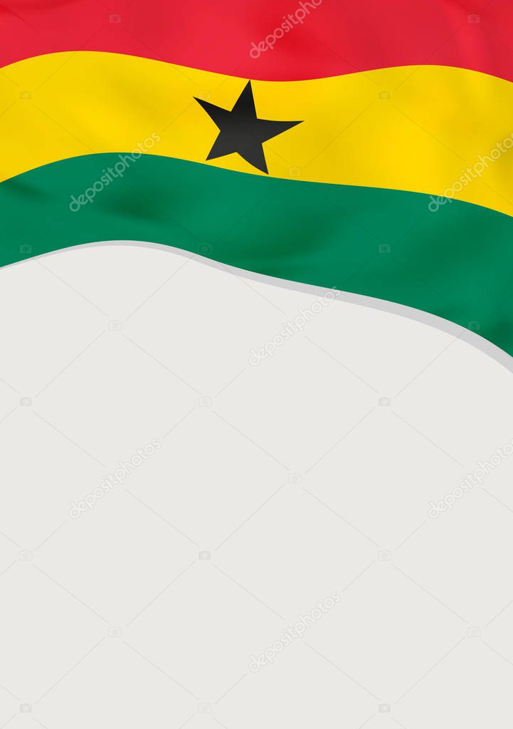 Leaflet design with flag of Ghana. Vector template.