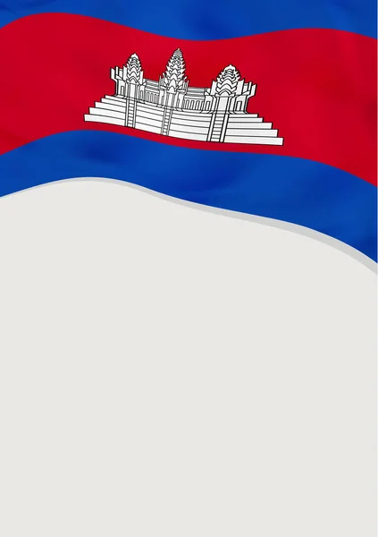 Desenho de folheto com bandeira do Camboja. Modelo de vetor . — Vetor de Stock