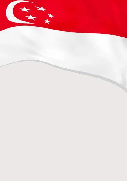 Desain selebaran dengan bendera Singapura. Templat vektor . - Stok Vektor