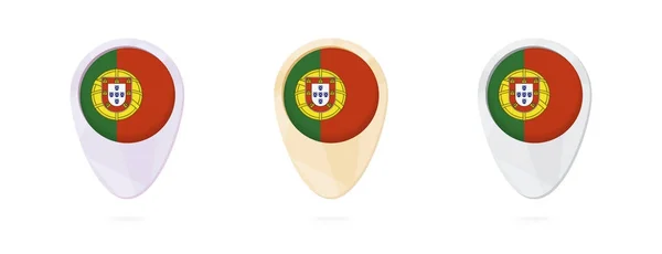 Карта маркери з прапор Португалії, 3 версії кольору. — стоковий вектор