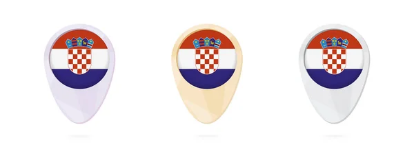 Mapa de marcadores con la bandera de Croacia, 3 versiones de color . — Vector de stock