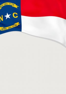 Broşür tasarım Kuzey Carolina, bayrağı ile bizi. Vektör şablonu.