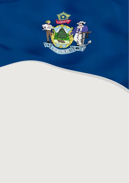 Diseño de folleto con bandera de Maine, EE.UU. Plantilla vectorial . — Vector de stock