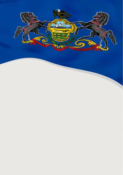 Desenho de folheto com bandeira da Pensilvânia, EUA. Modelo de vetor . — Vetor de Stock