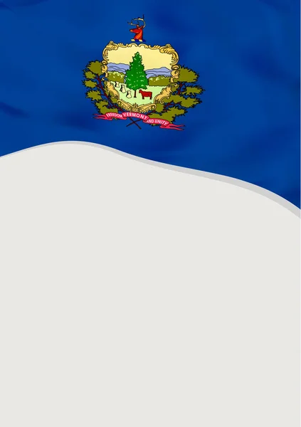 Foglio illustrativo con bandiera del Vermont, Stati Uniti. Modello vettoriale . — Vettoriale Stock