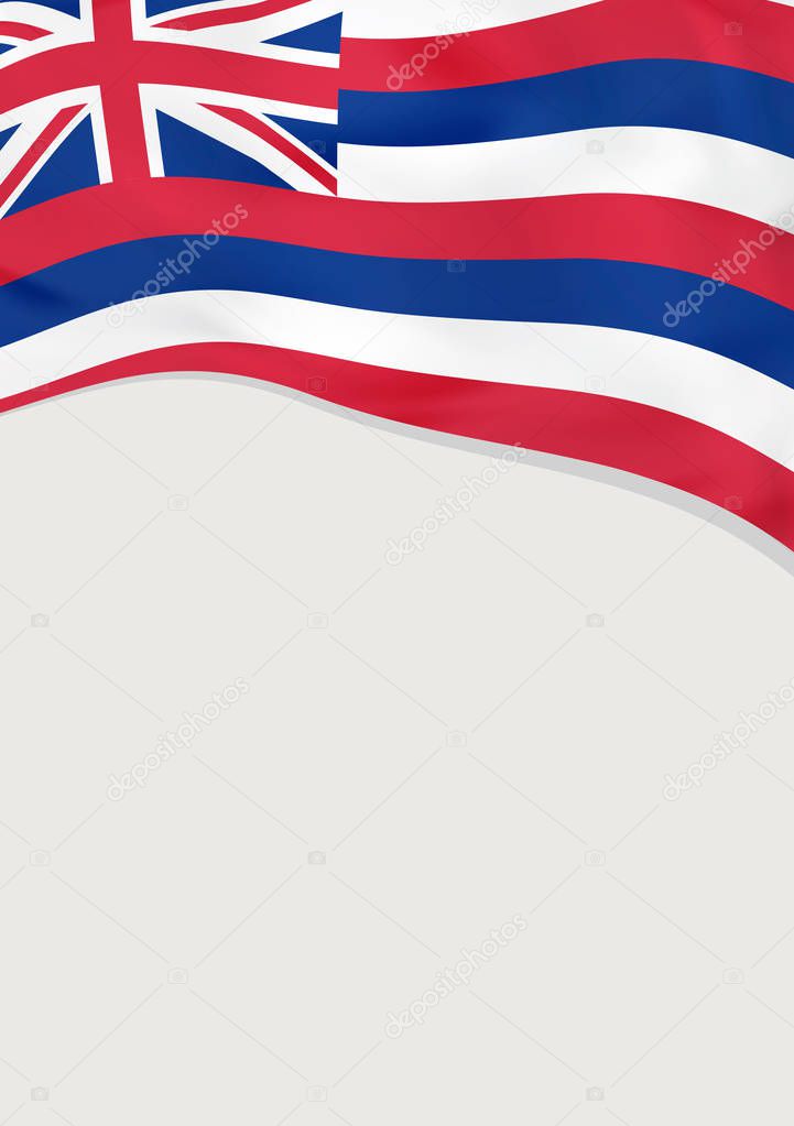 Leaflet design with flag of Hawaii, US. Vector template.