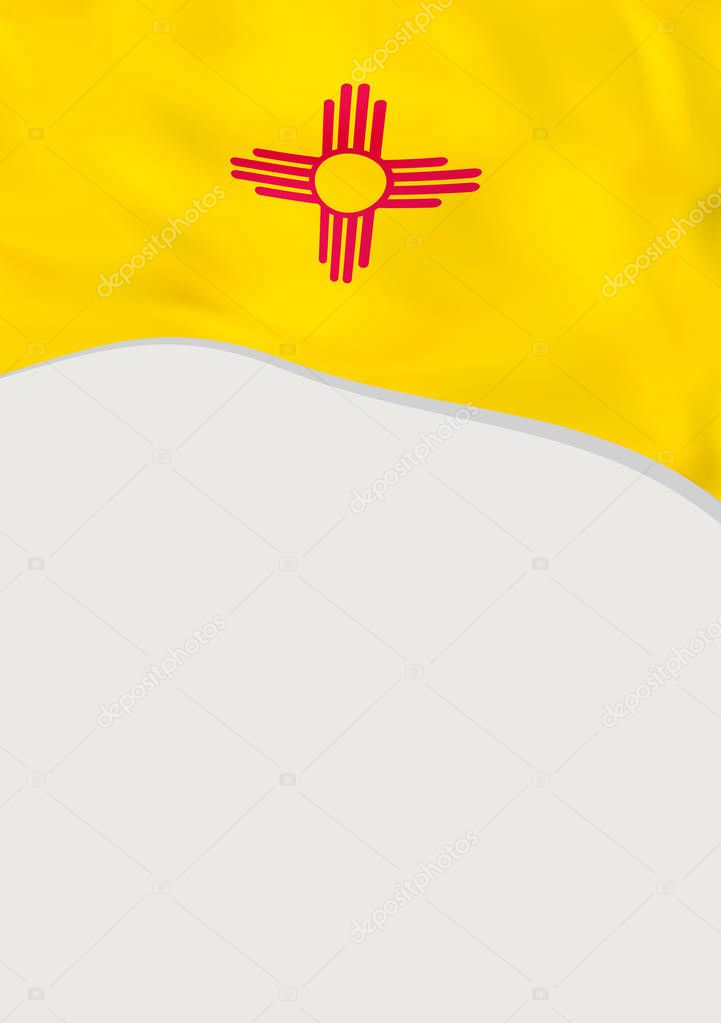 Leaflet design with flag of New Mexico, US. Vector template.