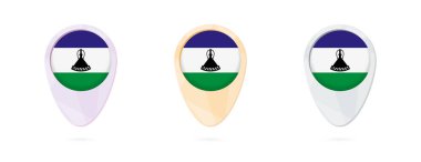 Lesotho, 3 renk sürümleri bayrağı işaretleyicilerle harita.