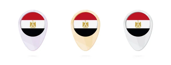 Mapa de marcadores con la bandera de Egipto, 3 versiones de color . — Vector de stock
