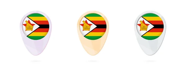 Marcadores de mapa com bandeira de Zimbabwe, 3 versões a cores . —  Vetores de Stock