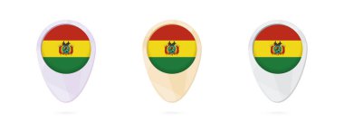 Harita işaretleri Bolivya, 3 renk sürümleri bayrağı ile.