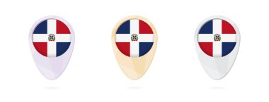 Harita işaretleri ile Dominik Cumhuriyeti, 3 renk sürümleri bayrağı.