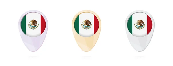 Mapa de marcadores con bandera de México, 3 versiones en color . — Archivo Imágenes Vectoriales