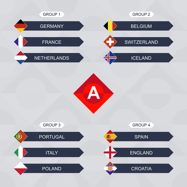 Europa competizione calcistica, squadre nazionali bandiera della Lega A . — Vettoriale Stock