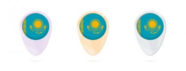 Harita işaretleri ile Kazakistan, 3 renk sürümleri bayrağı.