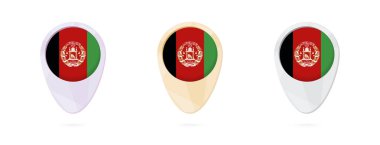 Harita işaretleri ile Afganistan, 3 renk sürümleri bayrağı.