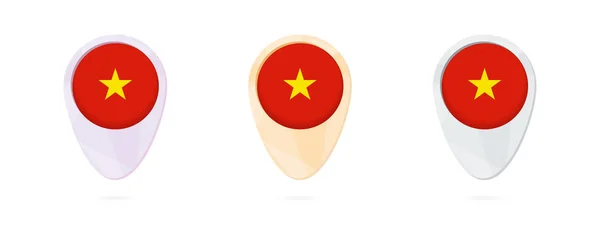 Marqueurs de carte avec drapeau du Vietnam, 3 versions en couleurs . — Image vectorielle