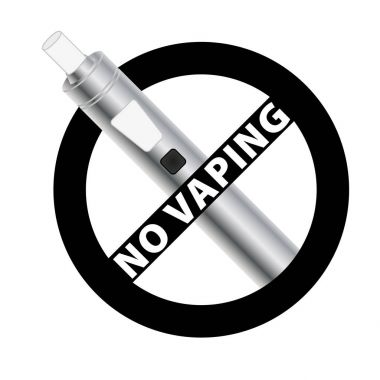Vaping siyah bir işaret yok. Vape gümüş elektronik sigara aygıt.
