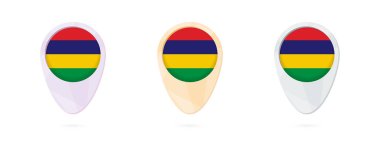 Harita işaretleri Mauritius, 3 renk sürümleri bayrağı ile.