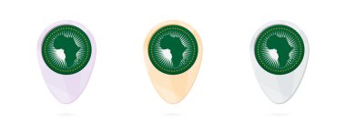 Harita işaretleri ile Afrika Birliği, 3 renk sürümleri bayrağı.