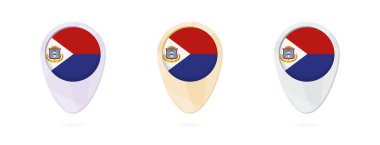 Harita işaretleri Sint Maarten, 3 renk sürümleri bayrağı ile.