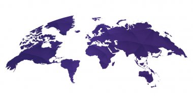 Dünya harita ultra violet renkli beyaz arka plan üzerinde yuvarlak.