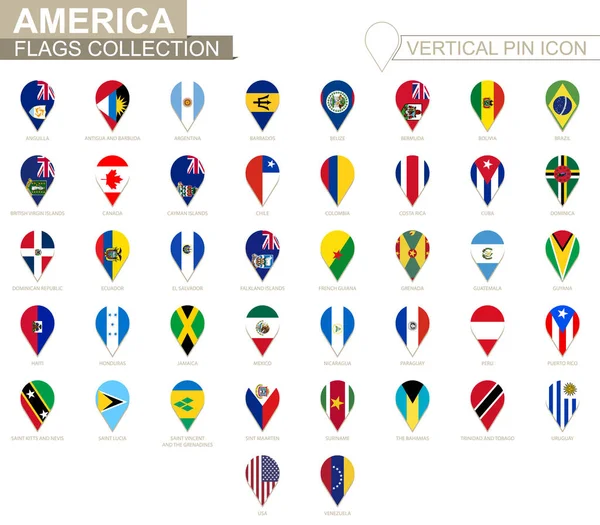 Vertical pin icon, America flag collection. — Stock Vector