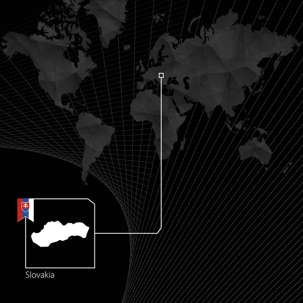 Slovakia on black World Map. Map and flag of Slovakia.