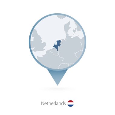 Harita iğne ile Hollanda ve komşu ülkelere Detaylı Haritası