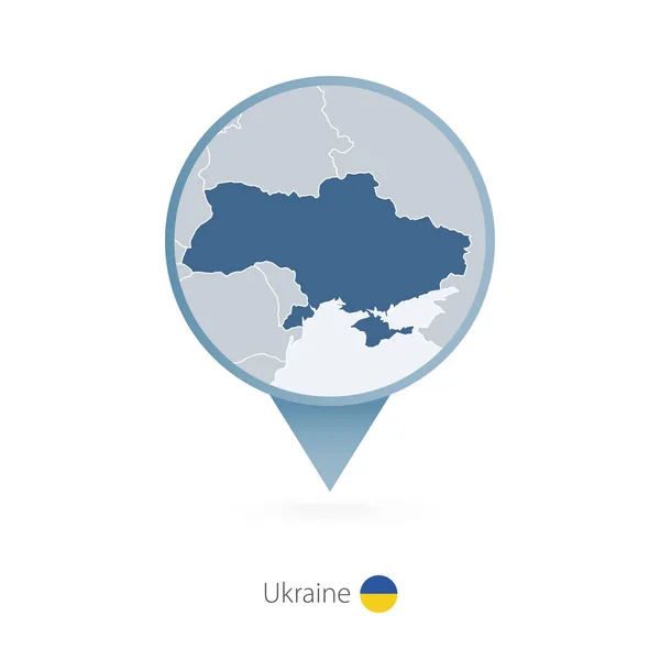 PIN kód mapy s podrobnou mapou Ukrajiny a sousedních zemí. — Stockový vektor