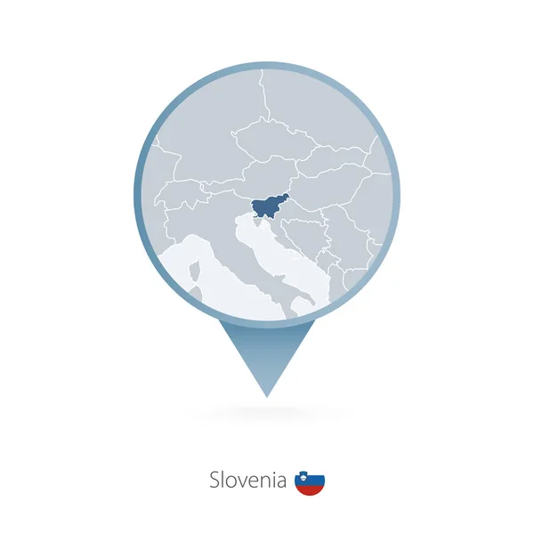 地图别针与斯洛文尼亚和邻国的详细地图. — 图库矢量图片