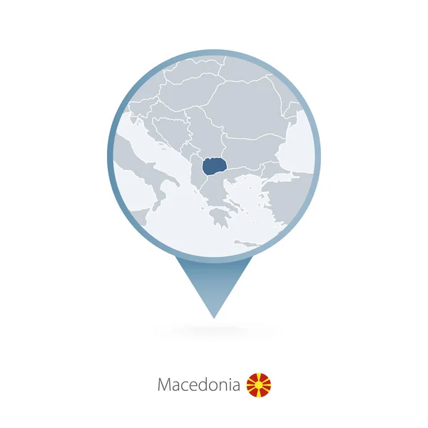 Mapa pin com mapa detalhado de Macedônia e países vizinhos — Vetor de Stock